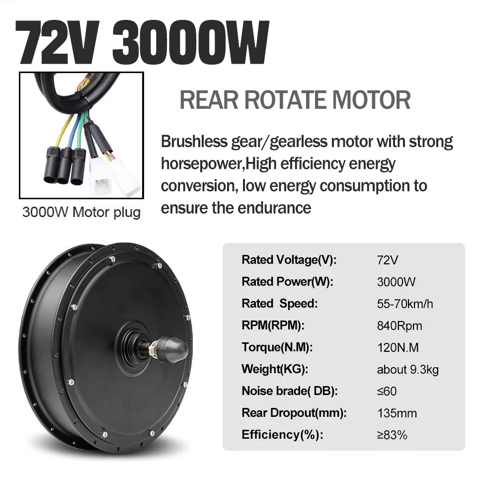 New Upgrade Ebike Conversion K - 5000W Hub Motor Kit 72V 评论和价格