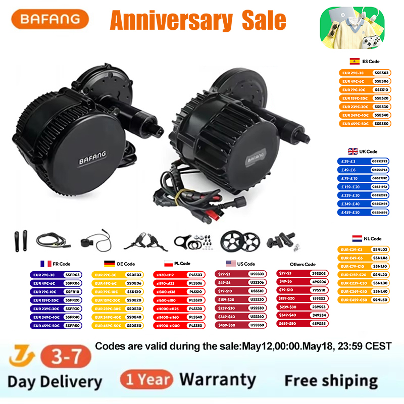 Bafang BBSHD 1000W 52V 48V 68m - Side Hung Mid Drive Motor Kit 评论和价格
