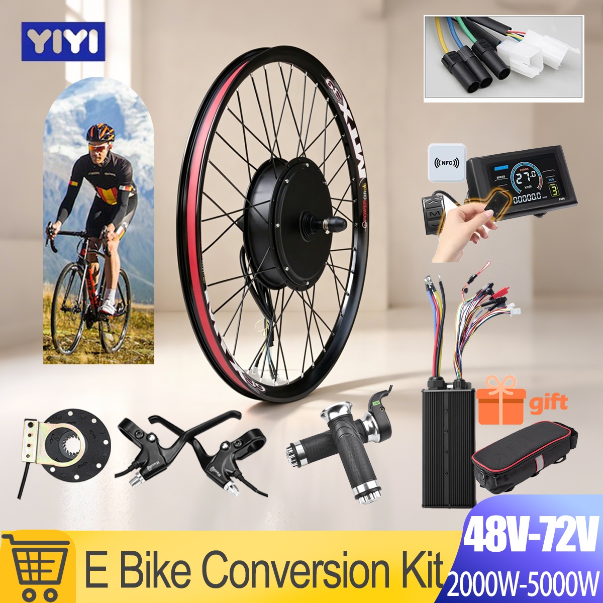 5000W E-Bike Conversion Kit 72 - Gearless Hub Motor Conversion Kit 2000W With Display 评论和价格