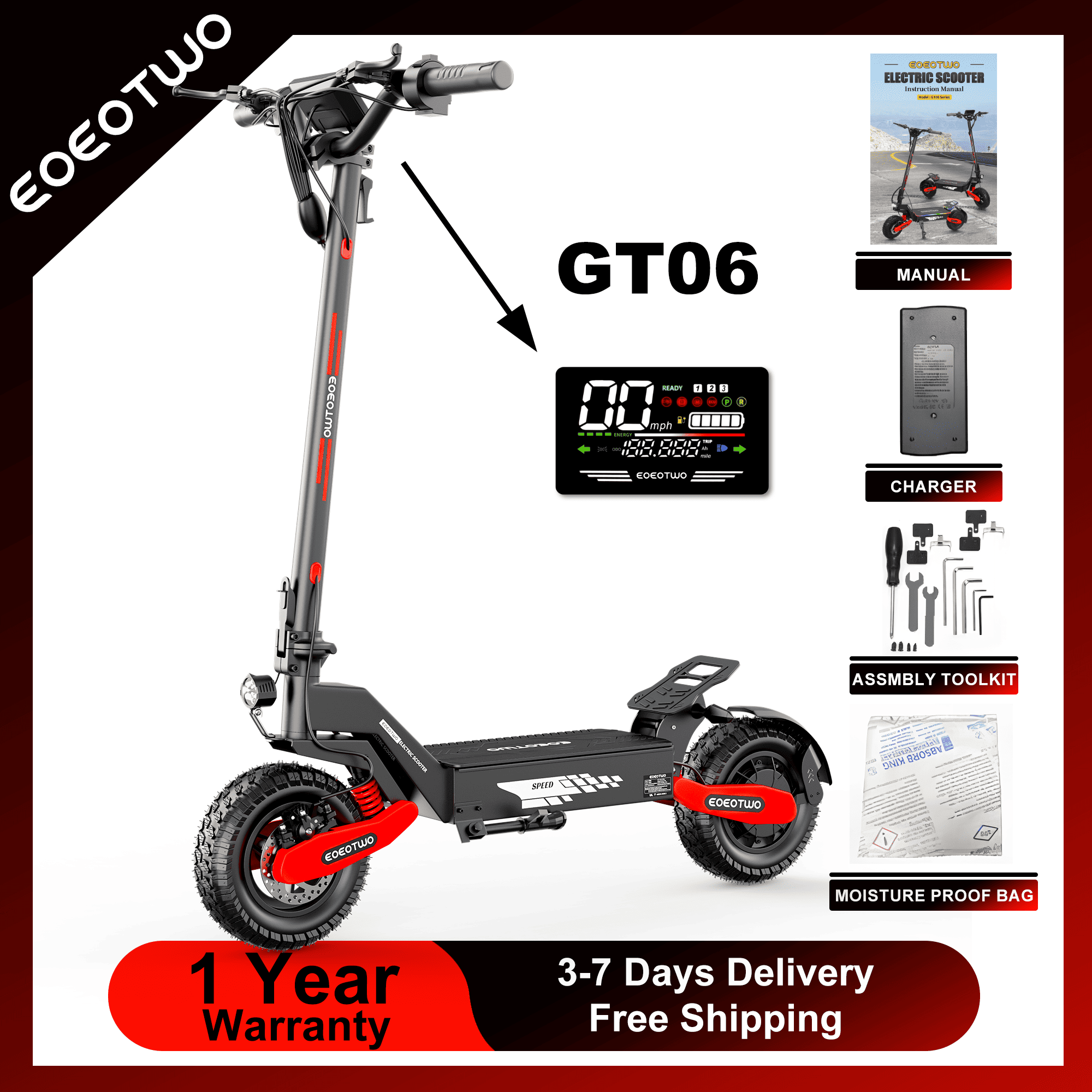 EOEOTWO GT06 Electric Scooter  - Dual Motor Ebike Kit 2000W 评论和价格