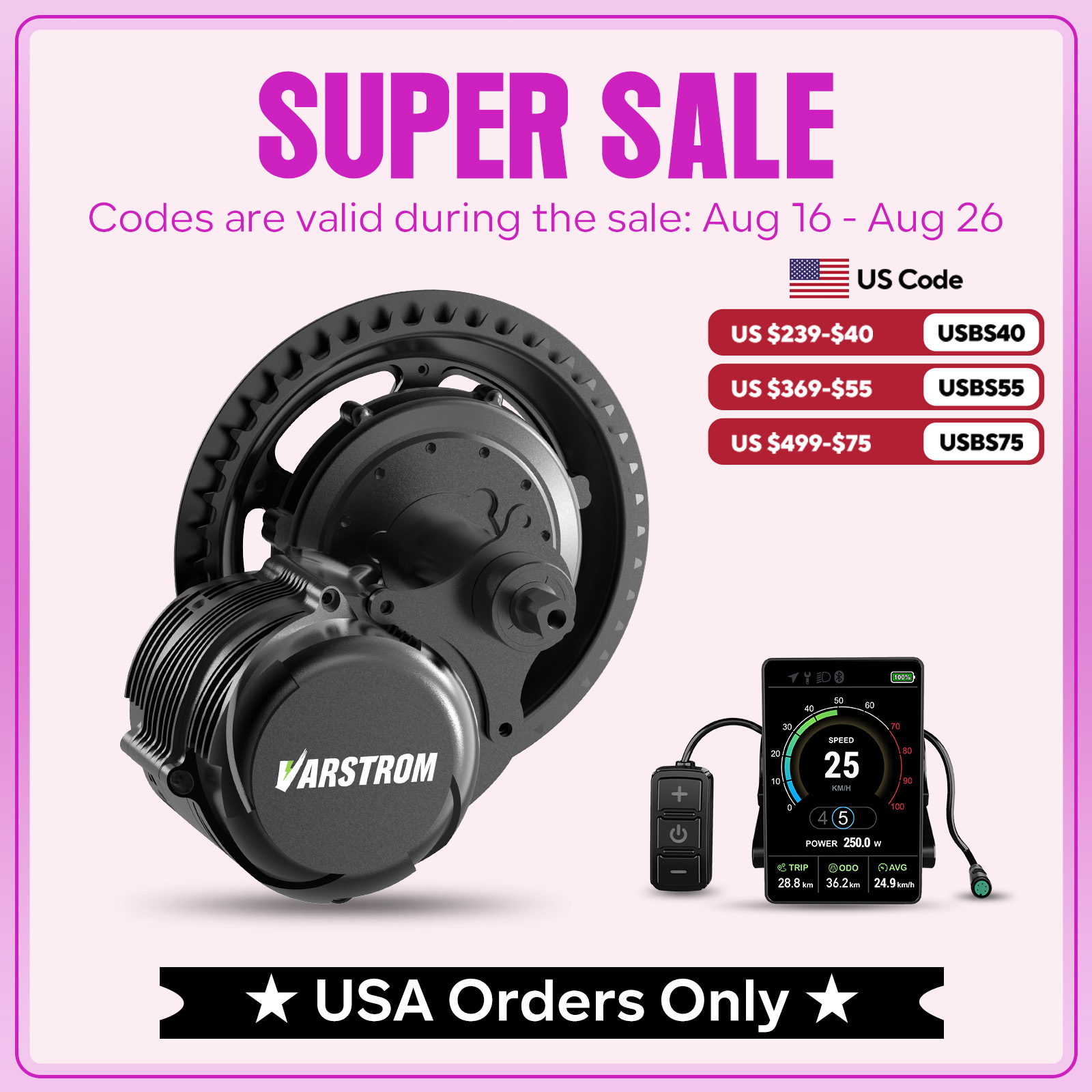 [US STOCK] Varstrom & Tongshen - Torque Sensor Mid Drive Motor Kit 评论和价格